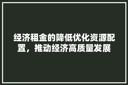 经济租金的降低优化资源配置,推动经济高质量发展 经济租金的降低优化资源配置,推动经济高质量发展
