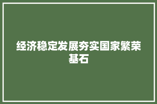 经济稳定发展夯实国家繁荣基石 经济稳定发展夯实国家繁荣基石
