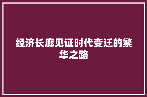 经济长廊见证时代变迁的繁华之路 经济长廊见证时代变迁的繁华之路