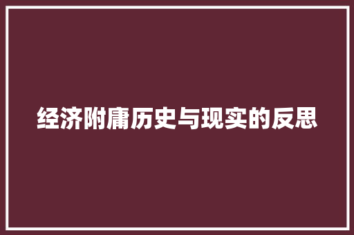 经济附庸历史与现实的反思 经济附庸历史与现实的反思