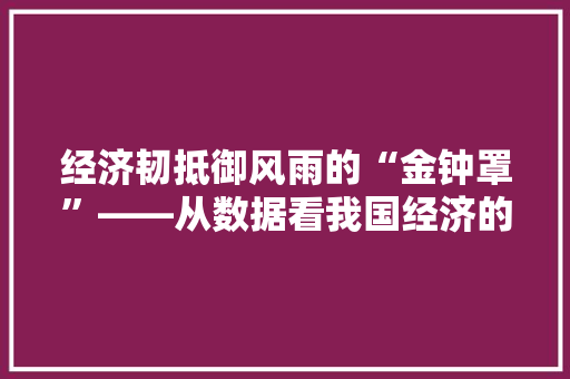 经济韧抵御风雨的“金钟罩”——从数据看我国经济的稳健前行 经济韧抵御风雨的“金钟罩”——从数据看我国经济的稳健前行