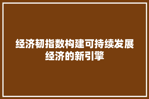 经济韧指数构建可持续发展经济的新引擎 经济韧指数构建可持续发展经济的新引擎
