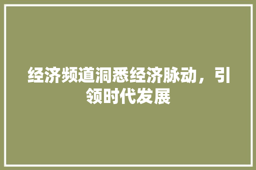 经济频道洞悉经济脉动，引领时代发展