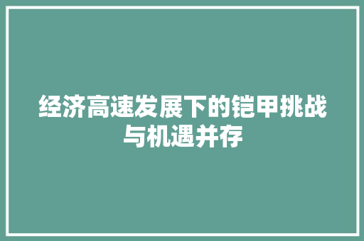 经济高速发展下的铠甲挑战与机遇并存