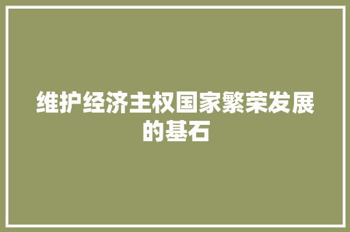维护经济主权国家繁荣发展的基石 维护经济主权国家繁荣发展的基石