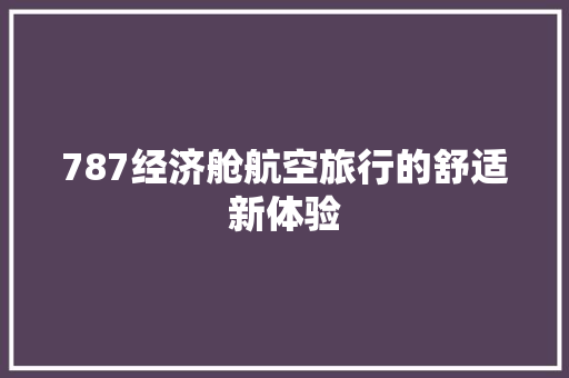 787经济舱航空旅行的舒适新体验 787经济舱航空旅行的舒适新体验