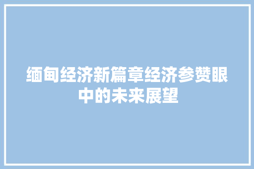 缅甸经济新篇章经济参赞眼中的未来展望 缅甸经济新篇章经济参赞眼中的未来展望