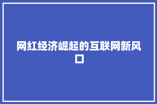 网红经济崛起的互联网新风口 网红经济崛起的互联网新风口
