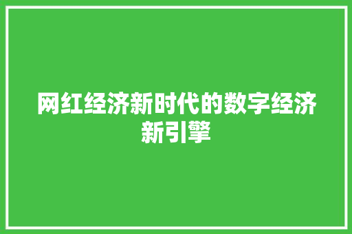 网红经济新时代的数字经济新引擎 网红经济新时代的数字经济新引擎