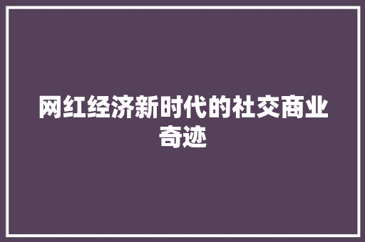 网红经济新时代的社交商业奇迹 网红经济新时代的社交商业奇迹