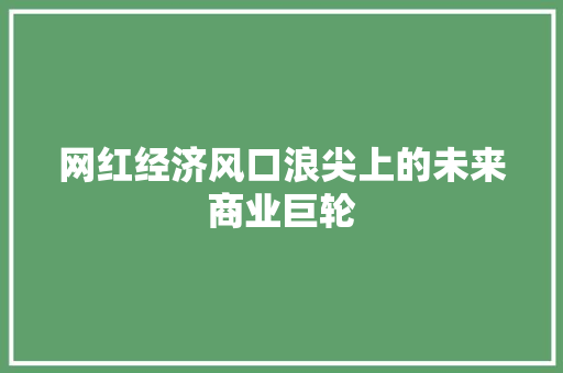网红经济风口浪尖上的未来商业巨轮 网红经济风口浪尖上的未来商业巨轮