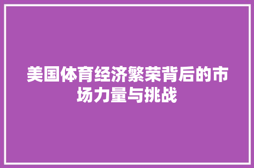 美国体育经济繁荣背后的市场力量与挑战