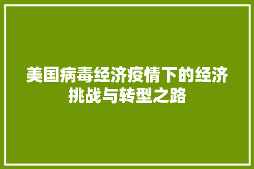 美国病毒经济疫情下的经济挑战与转型之路 美国病毒经济疫情下的经济挑战与转型之路