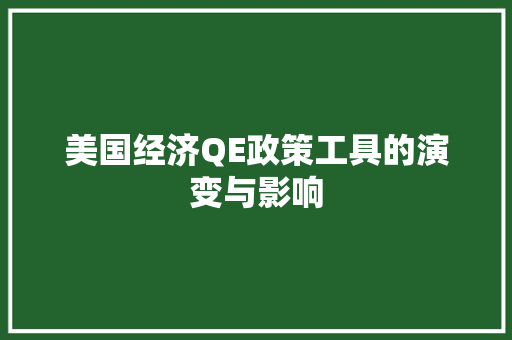 美国经济QE政策工具的演变与影响 美国经济QE政策工具的演变与影响