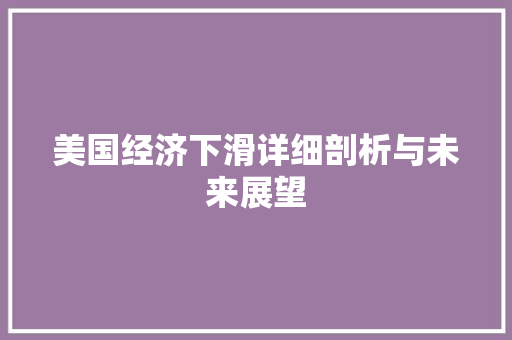 美国经济下滑详细剖析与未来展望 美国经济下滑详细剖析与未来展望