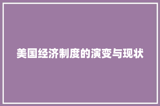 美国经济制度的演变与现状 美国经济制度的演变与现状