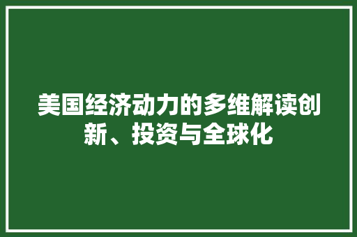 美国经济动力的多维解读创新、投资与全球化 美国经济动力的多维解读创新、投资与全球化