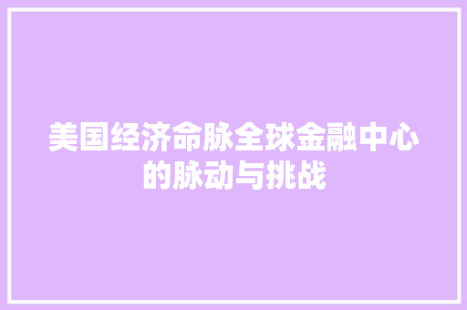 美国经济命脉全球金融中心的脉动与挑战 美国经济命脉全球金融中心的脉动与挑战