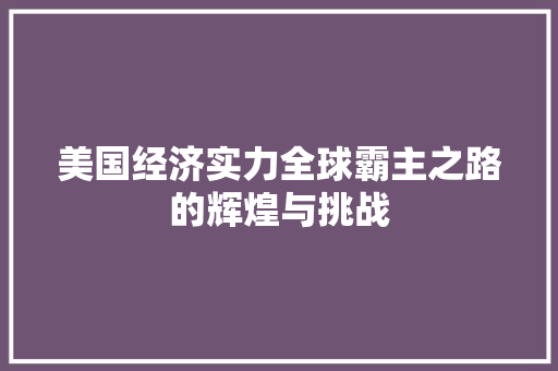 美国经济实力全球霸主之路的辉煌与挑战 美国经济实力全球霸主之路的辉煌与挑战