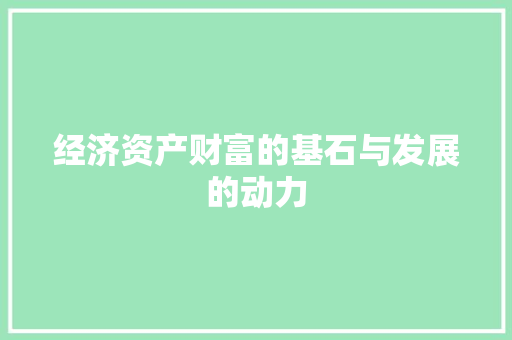 经济资产财富的基石与发展的动力 经济资产财富的基石与发展的动力