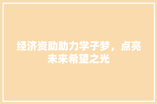 经济资助助力学子梦,点亮未来希望之光 经济资助助力学子梦,点亮未来希望之光