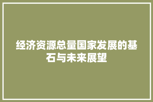 经济资源总量国家发展的基石与未来展望 经济资源总量国家发展的基石与未来展望
