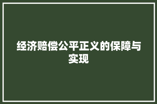 经济赔偿公平正义的保障与实现 经济赔偿公平正义的保障与实现