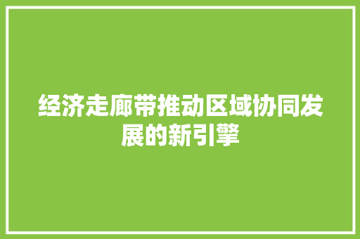 经济走廊带推动区域协同发展的新引擎 经济走廊带推动区域协同发展的新引擎