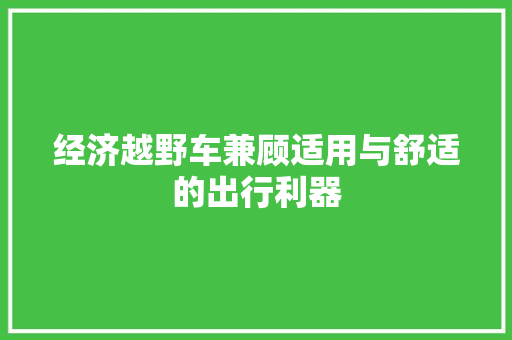 经济越野车兼顾适用与舒适的出行利器 经济越野车兼顾适用与舒适的出行利器