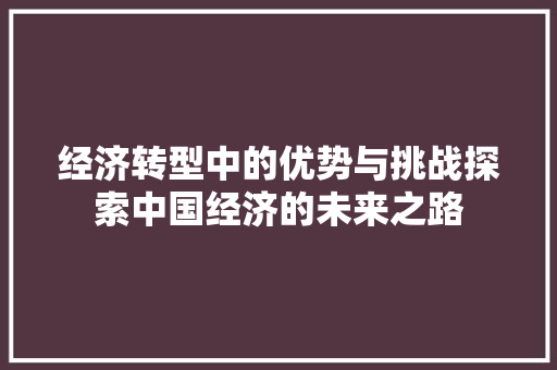经济转型中的优势与挑战探索中国经济的未来之路 经济转型中的优势与挑战探索中国经济的未来之路