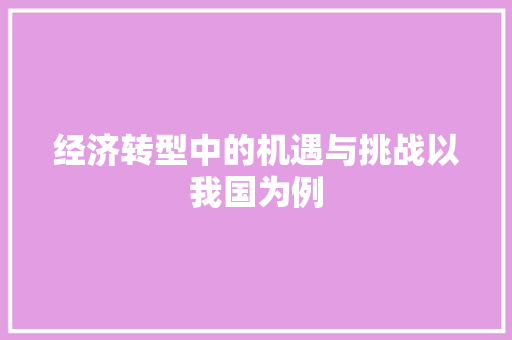 经济转型中的机遇与挑战以我国为例 经济转型中的机遇与挑战以我国为例