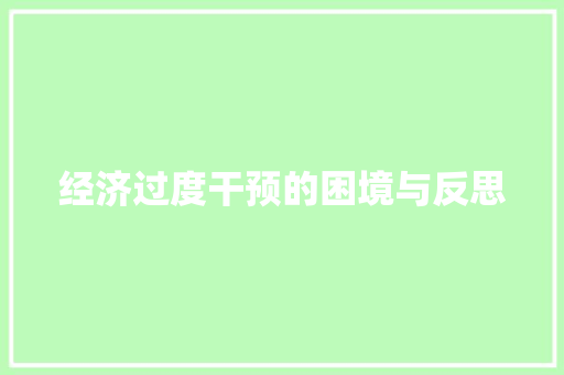经济过度干预的困境与反思 经济过度干预的困境与反思
