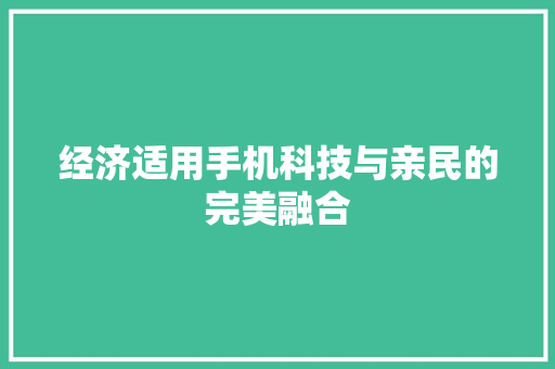 经济适用手机科技与亲民的完美融合 经济适用手机科技与亲民的完美融合