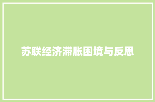 苏联经济滞胀困境与反思 苏联经济滞胀困境与反思