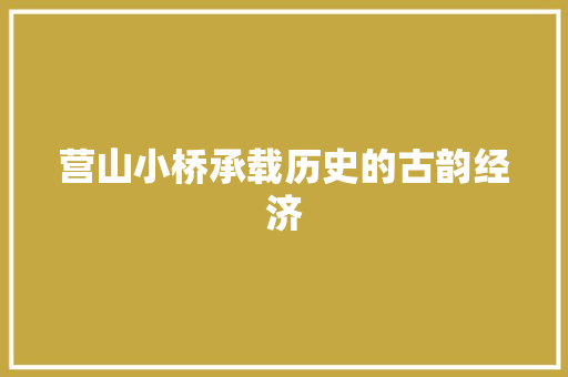 营山小桥承载历史的古韵经济 营山小桥承载历史的古韵经济