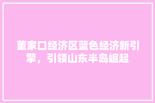 董家口经济区蓝色经济新引擎,引领山东半岛崛起 董家口经济区蓝色经济新引擎,引领山东半岛崛起