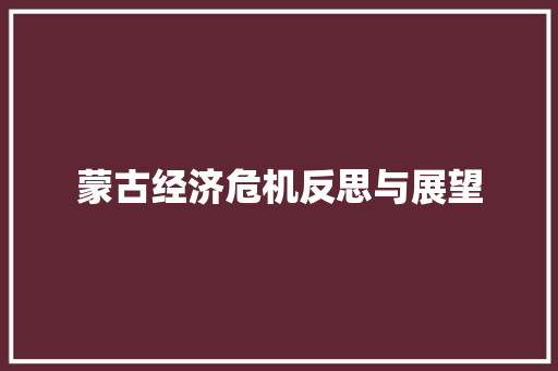 蒙古经济危机反思与展望 蒙古经济危机反思与展望