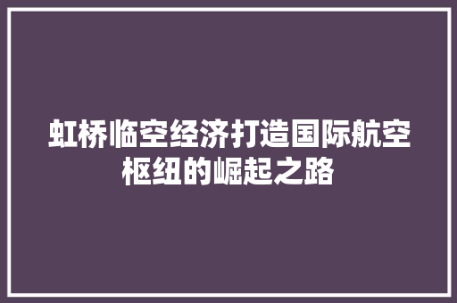 虹桥临空经济打造国际航空枢纽的崛起之路 虹桥临空经济打造国际航空枢纽的崛起之路