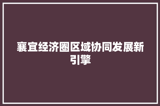 襄宜经济圈区域协同发展新引擎