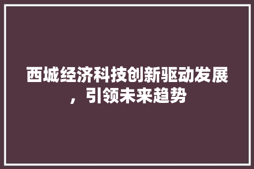 西城经济科技创新驱动发展,引领未来趋势 西城经济科技创新驱动发展,引领未来趋势
