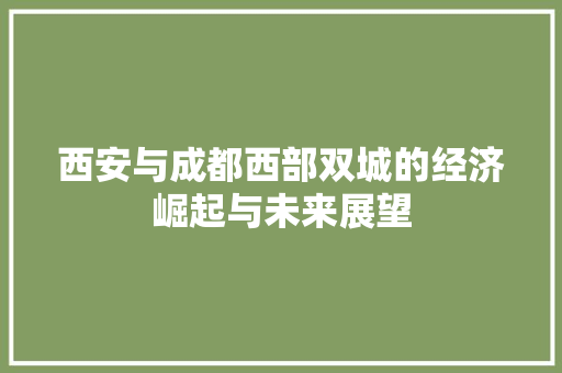 西安与成都西部双城的经济崛起与未来展望 西安与成都西部双城的经济崛起与未来展望