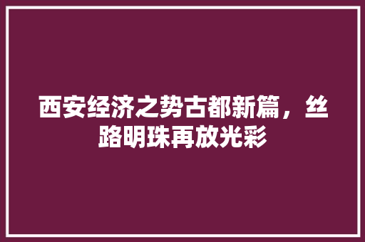 西安经济之势古都新篇,丝路明珠再放光彩 西安经济之势古都新篇,丝路明珠再放光彩