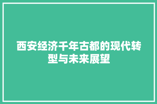 西安经济千年古都的现代转型与未来展望 西安经济千年古都的现代转型与未来展望