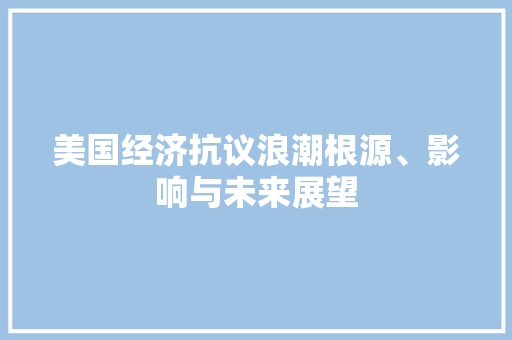 美国经济抗议浪潮根源、影响与未来展望 美国经济抗议浪潮根源、影响与未来展望