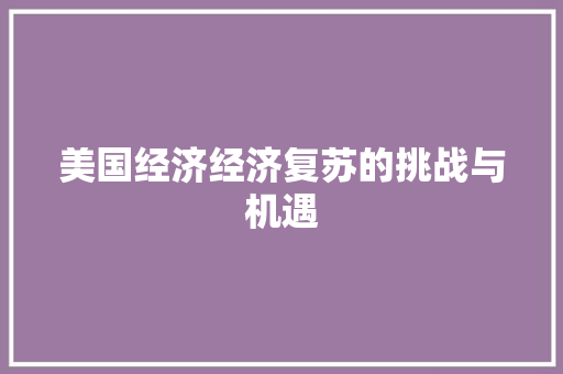 美国经济经济复苏的挑战与机遇 美国经济经济复苏的挑战与机遇
