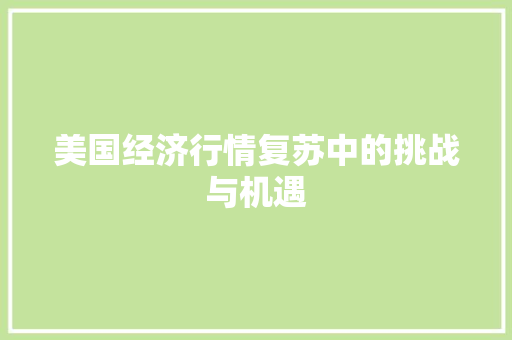 美国经济行情复苏中的挑战与机遇