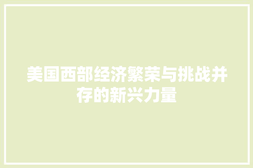 美国西部经济繁荣与挑战并存的新兴力量 美国西部经济繁荣与挑战并存的新兴力量
