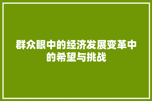 群众眼中的经济发展变革中的希望与挑战 群众眼中的经济发展变革中的希望与挑战