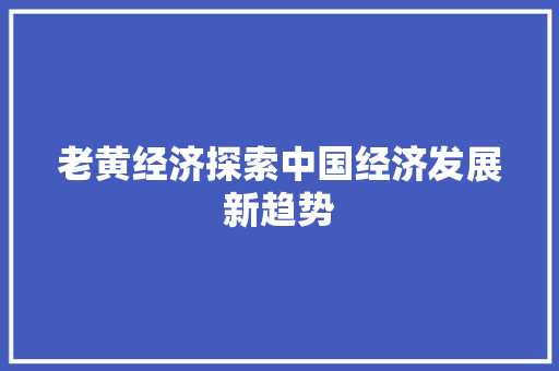 老黄经济探索中国经济发展新趋势 老黄经济探索中国经济发展新趋势