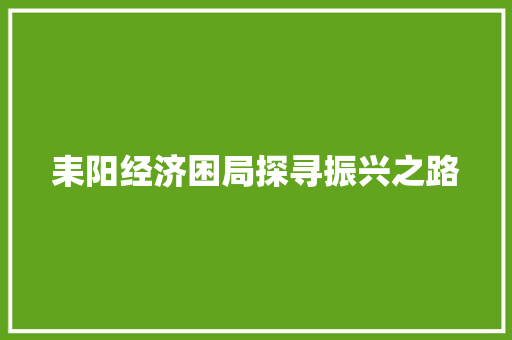 耒阳经济困局探寻振兴之路 耒阳经济困局探寻振兴之路